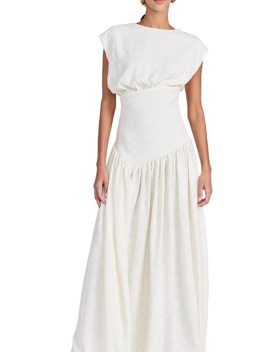 NWT Rendoll Elena Dress - Elegant Cream Textured Midi Dress